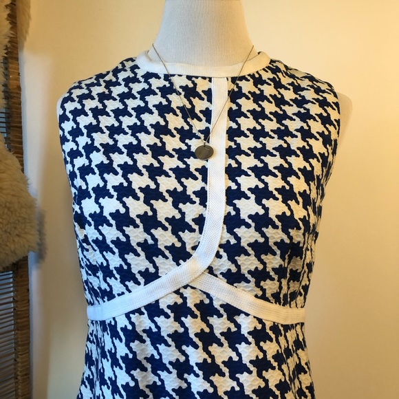 VTG-Blue/White Herringbone Handmade Sleeveless Maxi Dress-Size Medium - Picture 2 of 5